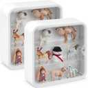 2 Pcs Display Case for Figures 3 Tiers Doll Storage Box Wall Mounted Clear Box Dust Proof Display Cabinet Organizer with Magnetic Door for Mini Toys Action Figures Collectibles, White