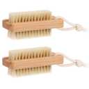 Wooden Nail Brush Set, 1Pcs Nail Scrubber Brush for Cleaning Toes and Fingernails, Two-Side Nail Scrub Brushes with Hanging Rope