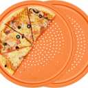 LYNG Pizza Pans 16 Inch 2 Pack Silicone Round Pizza Pan With Holes,Nonstick Pizza Tray, Dishwasher Safe, Suitable For Home Kitchen Dark Baking Orange