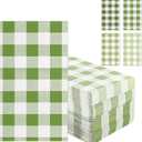 Green Gingham Napkins Disposable Rectangle: 100PCS Checkered Paper 15.7x11.8 Inch for Dinner Party
