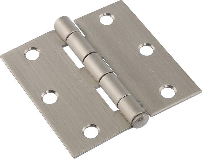 Hillman Hardware Essentials 853395 Residential Square Corner Door Hinges with Removable Pin Stainless Steel 3"