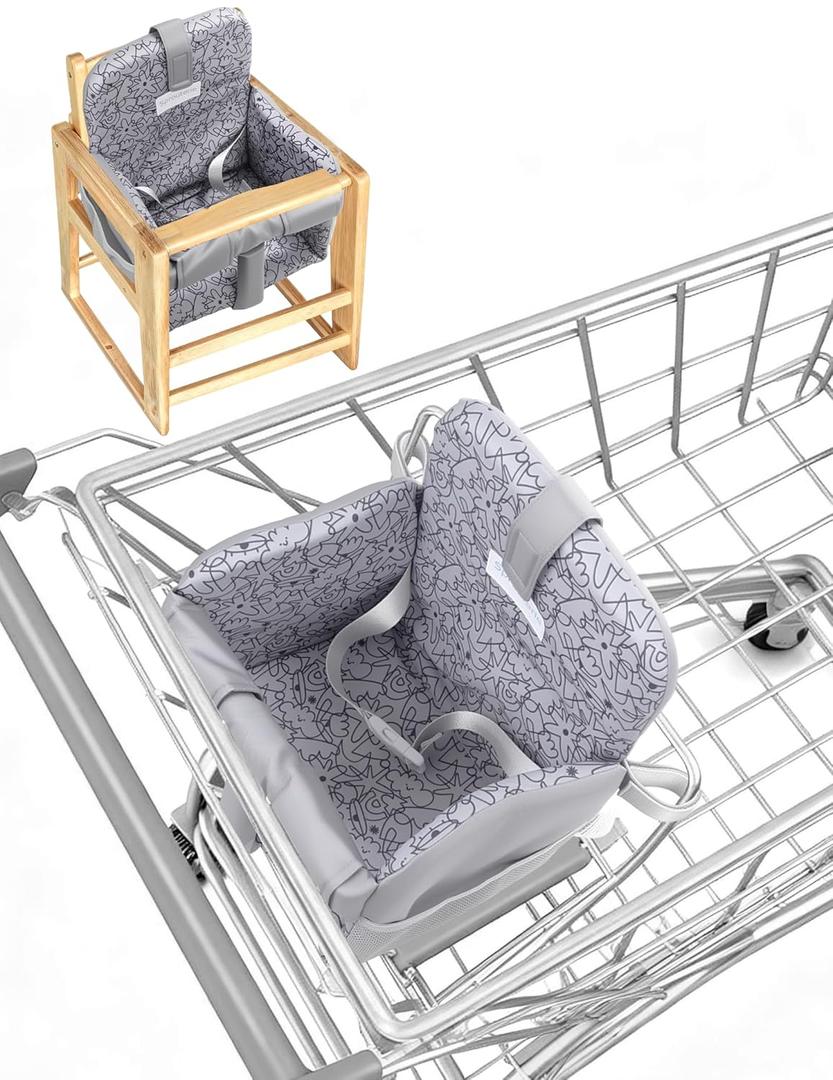 Shopping Cart Cover for Baby Girl and Boy, High Chair Cover for Restaurant, Padded Grocery Cart Seat Cover & Swing Insert for Infant & Toddler, Durable Machine Washable (Dark Grey)