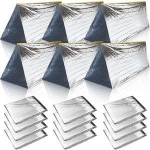 Woanger 4/10/20 Pcs Emergency Tent for Homeless Survival Tents Bulk 2 Person Tube Camping Tents 8 ft x 3 ft Shelter Survival Tent Portable Shelter for Hiking Backpacking Camping Outdoor (Silver)