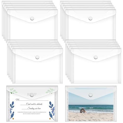 Vmiapxo 20 Pack Stamp and Die Storage Pockets, Reusable Small Plastic Envelopes Waterproof Sticker Organizer Receipt Holder Photo Storage Folders (4" x 6")