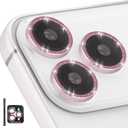 Camera Lens Protector for iPhone 17 Pro/17 Pro Max, Individual Tempered Glass Camera Protector with Installation Tray Fit for iPhone 17 Pro/17 Pro Max Glitter Pink