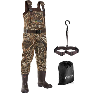 Duck Hunting Waders with 600G Rubber Boots Insulated,Neoprene Realtree MAX-7 Camo Fishing Chest Waders for Men & Women Size 11