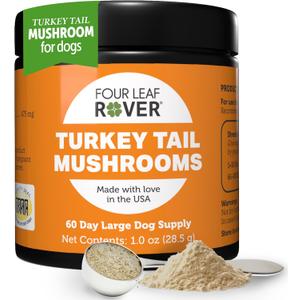 Turkey Tail Mushroom for Dogs - Whole, Organic Mushroom Extract - Over 50% Beta-Glucan - Third Party Tested, Made in The USA - No Grains No Fillers - 60 Day Large Dog Supply