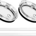 30 oz Tumbler Straw Lid, Replacement Lids Compatible for YETI Rambler 30 oz Stackable Cup, 35 oz Straw Mug, BPA Free and Shatter-proof Travel Tumbler Top Lids Covers, 2 Pack (black with straw)