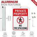 T&R Large No Trespassing Sign Private Property Sign with 54" Stake for Outside - 2 Pack - 14"x10" .040 Rust Free Aluminum, Reflective, Waterproof, Weatherproof and Fade Resistant, 6 pre-drilled holes,Includes Matching Screws & Wrench, Easy to Mount
