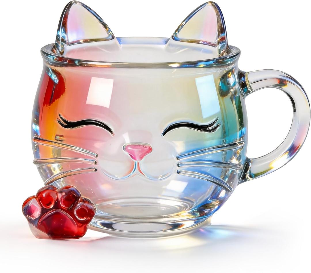 VNROSE Cute Cat Coffee Mug,Cat Lovers' Gift for Women & Girls, Cat Cup with Funny Design, Ideal for Coffee or Tea(12oz)
