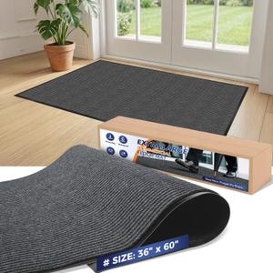 Commercial Floor Mat, 3 x 5 FT Extra Large Door Mat, Indoor/Outdoor Entrance Mat, Commercial Rug with Water & Stain Proof, Easy to Clean, Low-Profile, Heavy Duty Rubber Mat, Charcoal Grey
