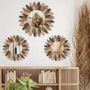 3 Pcs Boho Wall Decor, Sunburst Round Mirrors, Tril Color