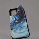 Shorogyt Compatible with iPhone 12 Wallet Case with Card Holder - Designer Marble Pattern Kickstand Magnetic Clasp Back Flip Folio Leather Phone Covers for Women Men Girls Cyan