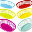 Talking Tables 6 Pack Reusable Plastic Colourful Food Baskets for Hotdogs, Burgers, Fries, Sweets, Crisps, Snacks | Movie Nights, Kids Birthday Party Picnics, Tropical BBQ, Summer Garden Festival