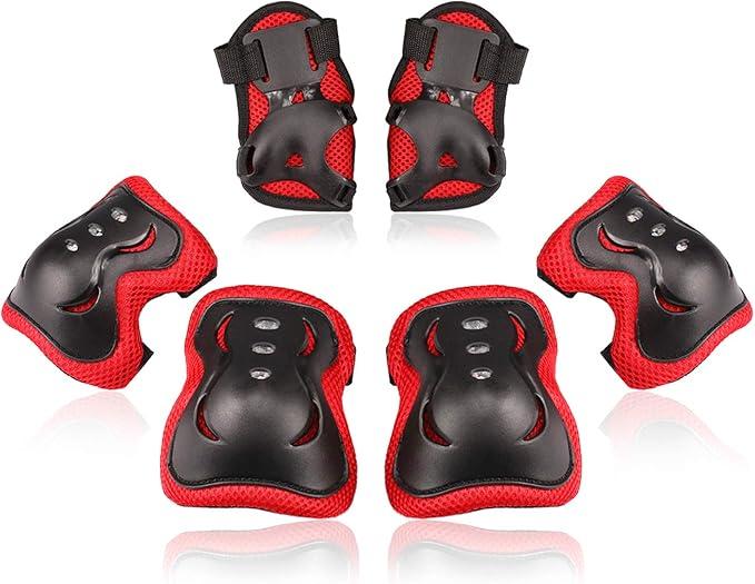 BOSONER Kids/Youth Knee Pad Elbow Pads Guards Protective Gear Set for Roller Skates Cycling BMX Bike Skateboard Inline Skatings Scooter Riding Sports (Small (3-8 years), Red