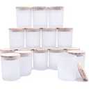 SHOWIN Thick Candle Jars for Making Candles 12 Pcs, 7 OZ Empty Jars with Wood Lids for Candle Making, Sample Container, Frosted White