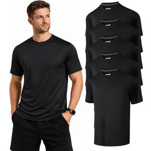 Men's T-Shirts,5/6 Packs Quick Dry Short Sleeve T-Shirt Lightweight Workout T Shirts for Gym,Athletic,Running (Black, S)