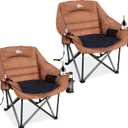 2 Pack Oversized Camping Chairs for Adults Heavy Duty | XL Padded Camp Chairs Outdoor Folding Chair with Cup Holder for Camping Sports Beach Fishing Garden Lakeside, Supports 500lbs