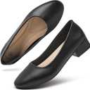 hash bubbie Women's Loafers Slip on Shoes Chunky Low Block Heels Closed Toe Pumps Shoes Office Shoes Ladies Elegant Wedding Dress Shoes (8, Black)