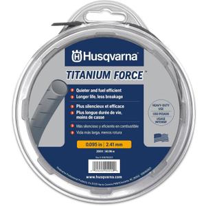 Husqvarna Titanium Force 0.095-Inch, 140-Foot Spooled String Trimmer Line, Professional Grade Copolymer Weed Eater Line with Cutter, 639005102, Gifts for Men