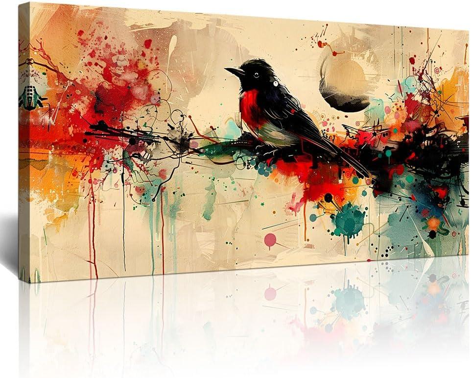 Lapremoly Abstract Wall Art For Living Room Wall Decoration For Bedroom Office Home Wall Decor Pictures Posters Artwork Abstract Watercolor Bird Painting Hotel Canvas Art Modern Wall Decor 20"X40"
