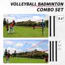 32FT Volleyball & Badminton Combo Set with Adjustable Height Poles System