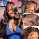 Chocolate Brown Lace Front Wig Human Hair - 13x6 HD Body Wave Brown Lace Front Wigs Human Hair Pre Plucked with Baby Hair, 180% Density Glueless Colored Brown Frontal Wigs Human Hair 22 inch