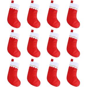 CCINEE 12pcs Red Felt Christmas Stockings 15" Party Favors Stockings for Xmas Decoration (7" Openning)
