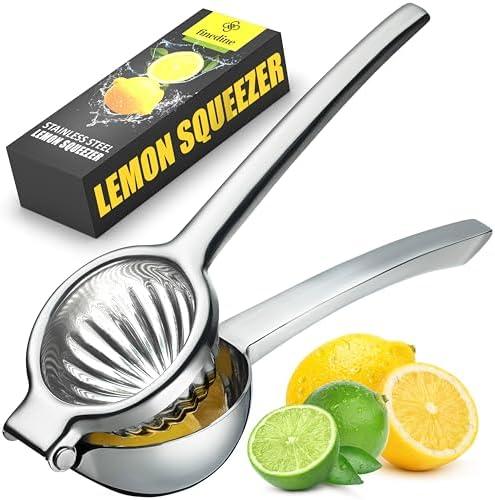 Premium Lemon Squeezer Stainless Steel - Heavy Duty Lime Squeezer, Lemon Juicer Manual With Comfortable Handle For Extracting All Juice Possible - Hand Citrus Juicer
