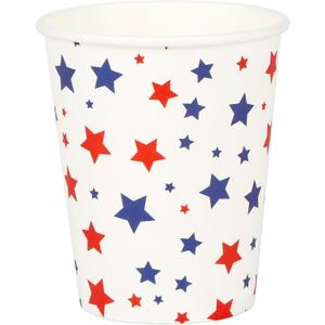 32 pcs American Stars Paper Cups Patriotic Disposable Party Cup | 4th of July Red White Blue 9oz Hot/Cold Beverage Drinking Cups for 250 Anniversary Home Office Party Supplies