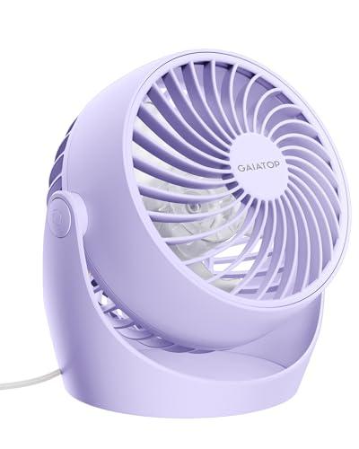 Gaiatop Desk Fan, 5-Inch Portable Electric Table Desktop Air Circulator Fans, Small but Powerful with 3 Speed 360° Adjustable Tilt for Cooling Home Dorm Office Bedroom Bathroom Kitchen, Purple