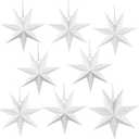 Haconba 8 Pack 18 Inch/ 12 Inch/ 10 Inch 3D Paper Stars 7 Pointed Hanging Star Lanterns Lampshade Hollow Paper Star Lantern for Christmas Wedding Home Birthday Party Decorations, 3 Size