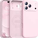 Ktele Magnetic for iPhone 17 Pro Max Case [Compatible with Magsafe] [Premium Silicone Satin-Smooth Touch] Slim Shockproof Anti-Scratch Microfiber Lining Case, 6.9 inch, Chalk Pink