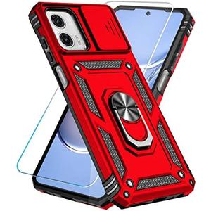 SunStory Phone Case for Motorola Moto G Power 5G 2023 Case with HD Screen Protector & Slide Camera Cover & Kickstand, [Military-Grade] Phone Case for Moto G Power 5G 2023 (Red)