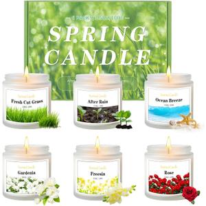 6 Pack Spring Candles for Home Scented, Spring Scented Candles for Women Men, 21oz Natural Soy Wax Candle, Scented Candle Gifts Set for Birthday, Valentines Day, Anniversary