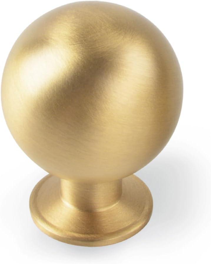 SALISENG- 5 Pack Solid Brass Kitchen Cabinet Knobs, Brushed Gold Knobs for Dresser Drawer Cupboard Closet, 1.1-Inch Diameter,Furniture Pull Handles for Bathroom (Corona-L)