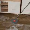 Spin Mop & Tear Drop Bucket Set with 3 Pads - Dual Compartment Design for Clean & Dirty Water, 360 Swivel Mop Head, Built-in Scrubbing Brush, Stainless Steel Handle