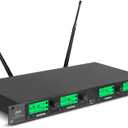 Wireless Microphone System Pro UHF 4 Channel 4 Lavalier Bodypacks 4 Lapel Mic 4 Headsets for Karaoke System Church Speaking Conference Wedding Party