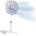 Lasko Oscillating Pedestal Fan - Lasko Fan with Adjustable Height and 3 Cooling Speeds, Portable, 18", White, 1820, 54.5 In. Tall