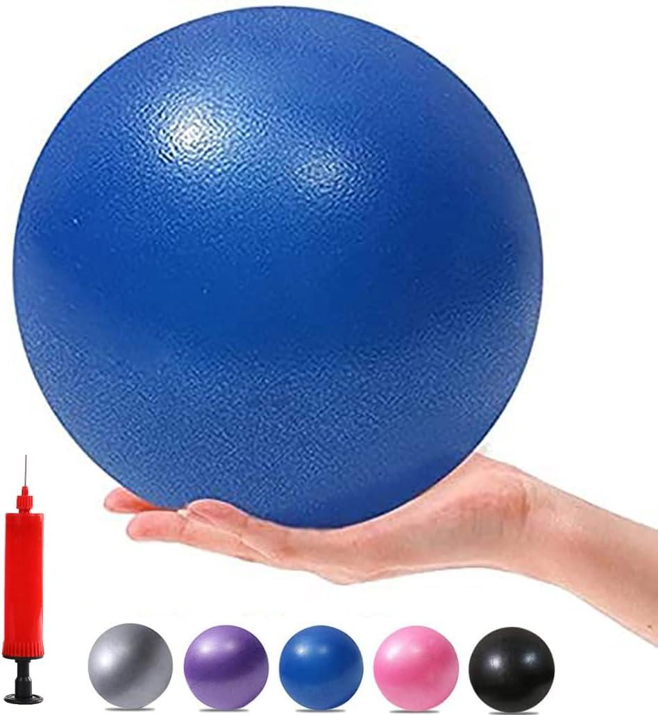 Exercise Pilates Mini Yoga Balls Barre Small for Home Stability Squishy Training Physical Therapy Improves Balance with Pump (Blue,6 Inch)