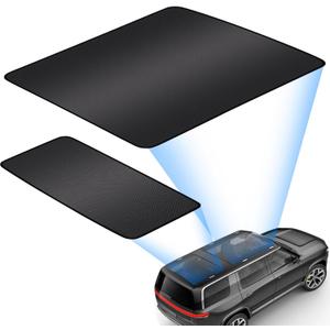 Glass Roof Sunshade for R1S, Sunroof Covers Compatible with Rivian R1S Accessories 2022 2023 2024, UV Blocking Heat Insulation Sun Shade for 1st, 2nd and 3 Row - 2PCS (Black)