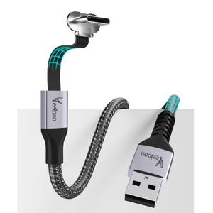 90 Degree USB A to USB C Cable 4 FT, 60W Flat Type C Fast Charging Cable, Right Angled Nylon Braided Charger Gaming Slim Cord for Laptop Tablet,Note 20 10, Pixel 8, Nintendo, Steam