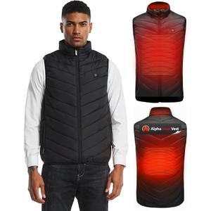 FREEZE2TRIM Alpha Heat Vest USB Rechargeable Heated Vest for Men and Women 8 Heating Zones Waterproof Electric Heated Jackets (Medium, Black)