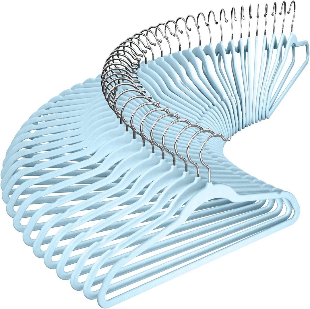 Amazon Basics Slim, Velvet, Non-Slip Suit Clothes Hangers, Pack of 50, Black