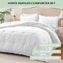 HARBOREST King Comforter Set White - Ruffle Comforter for King Size Bed, Fluffy King Size Comforter Set for All Seasons, 3 Pieces (1 Comforter & 2 Pillow Shams)