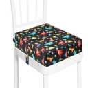 Toddler Booster Seat for Kitchen Chair Dining Table, Washable Thick Strong Support Portable Booster Chair for Toddlers Eating, Easy Cleaning Booster Seat Cushion Detachable with Adjustable Straps (Black)