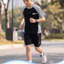 Boys Activewear Set Quick Dry T Shirt & 2-In-1 Shorts 12-13 Years, Balck