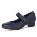 Ortho + Rest Women Mary Janes Shoes for Bunions Orthopedic Dress Shoes Low Chunky Heels Work Pumps (10,Navy)