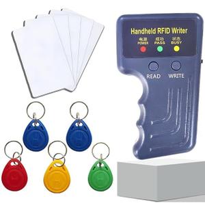 Handheld 125khz RFID Reader Writer,AWID and HID Copier with 5 T5577 Keyfobs & 5 White Cards