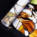 Decorative Basset Hound Stained Glass Window Film, Dog Stained Glass Window Film for Bathroom Door Heat Anti UV